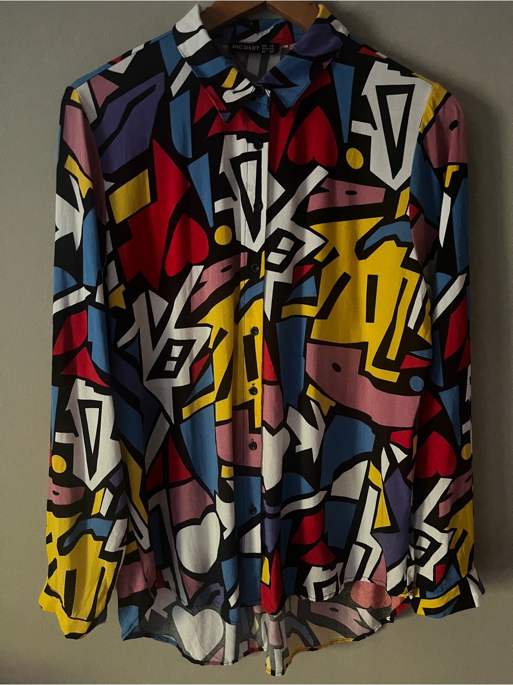 Boho Multicolor Abstract Print Button-Up Shirt - Men's Casual